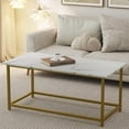 thumbnail image 5 of Modern Coffee Table with Faux Marble Top - Rectangular Living Room Table, 5 of 7