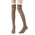thumbnail image 2 of BRICH Long Socks with Lace Trim Cute over Knee Highs for Women Coffee A, 2 of 5