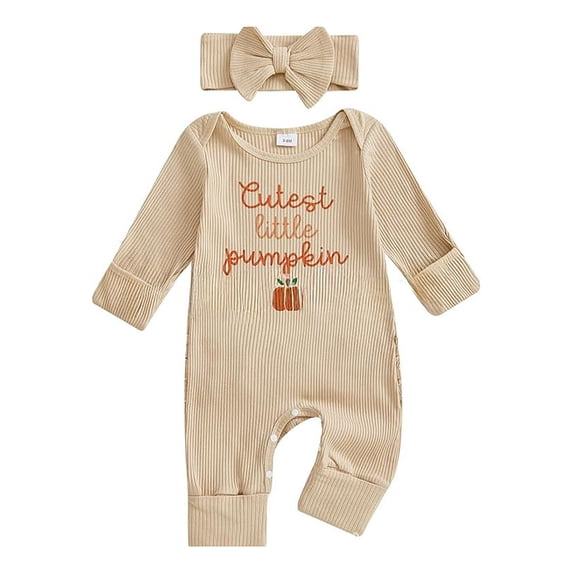 FASHOFT Baby Boy Halloween Outfit Fall Winter Long Sleeve Long Pants Romper 3 Colors Unisex Infant Jumpsuit For Baby Daily Party Wear Toddler Halloween Costume Khaki 6-12 Months