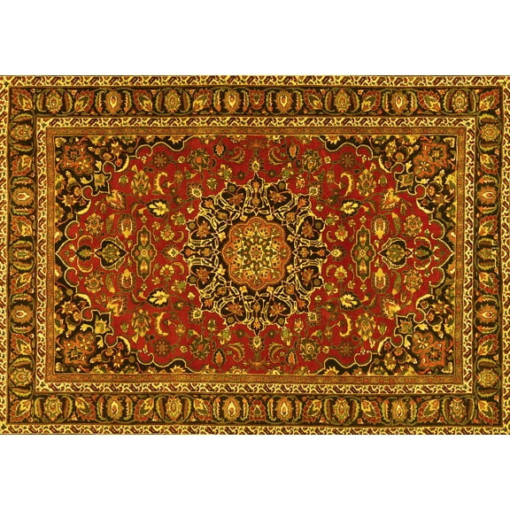 Ahgly Company Indoor Rectangle Persian Yellow Traditional Area Rugs, 5' x 7'