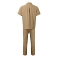 thumbnail image 5 of Fgnfyis Male Two Piece Solid Color Suit Button Down Short Sleeved Stand up Top and Oversized Trousers Combination Set Pants Sets Khaki XL, 5 of 9