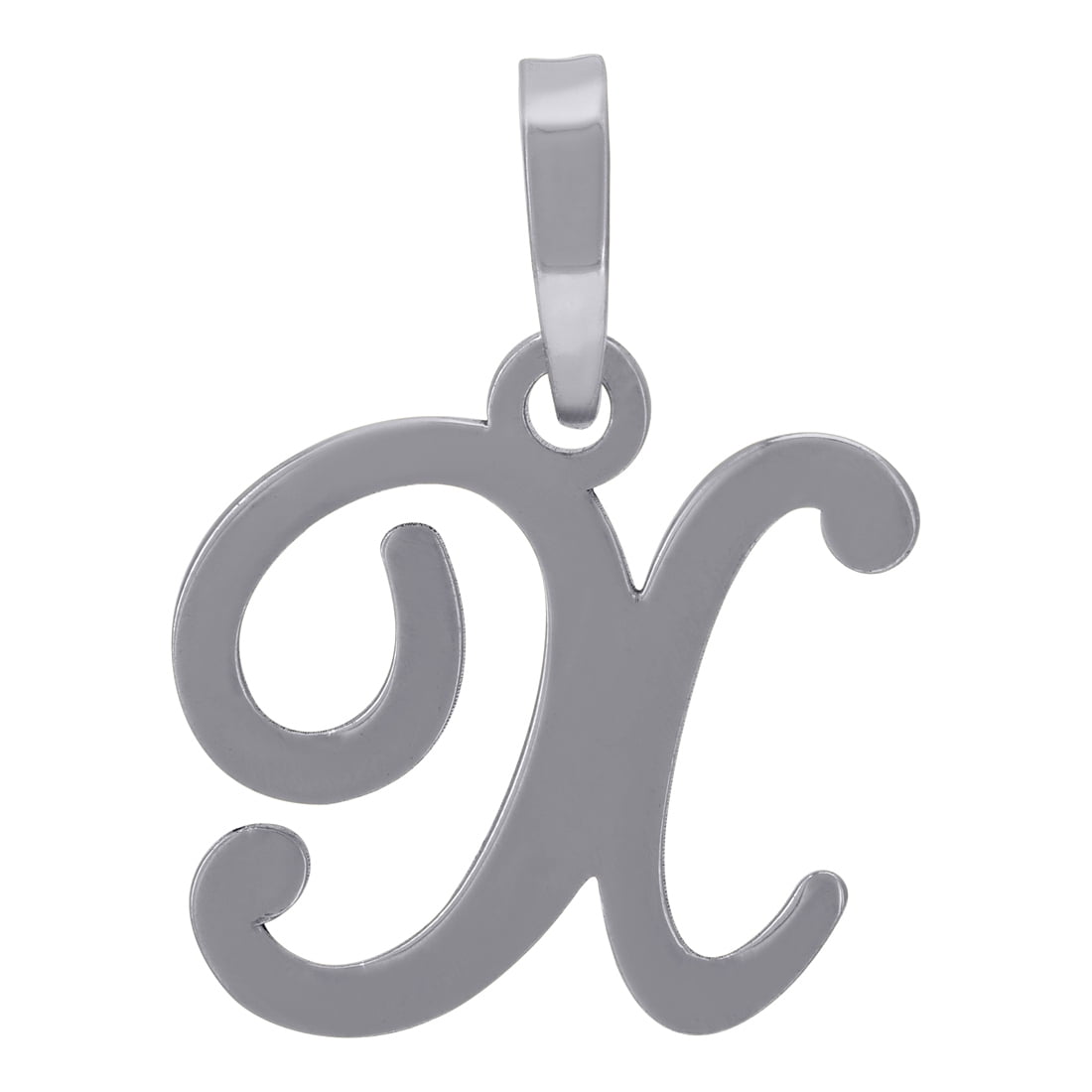 925 Sterling Silver Unisex Cursive Letter Name Personalized Monogram Initial Alphabet X Charm Pendant Necklace 14.3x14mm