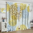 thumbnail image 4 of Blue and Yellow Floral Curtains, Boho Dahlia Daisy Colorful Window Treatments for Living Room Bedroom Kitchen, Floral Seamless Pattern Curtain Set of 2, 84x84 Inch, 4 of 6