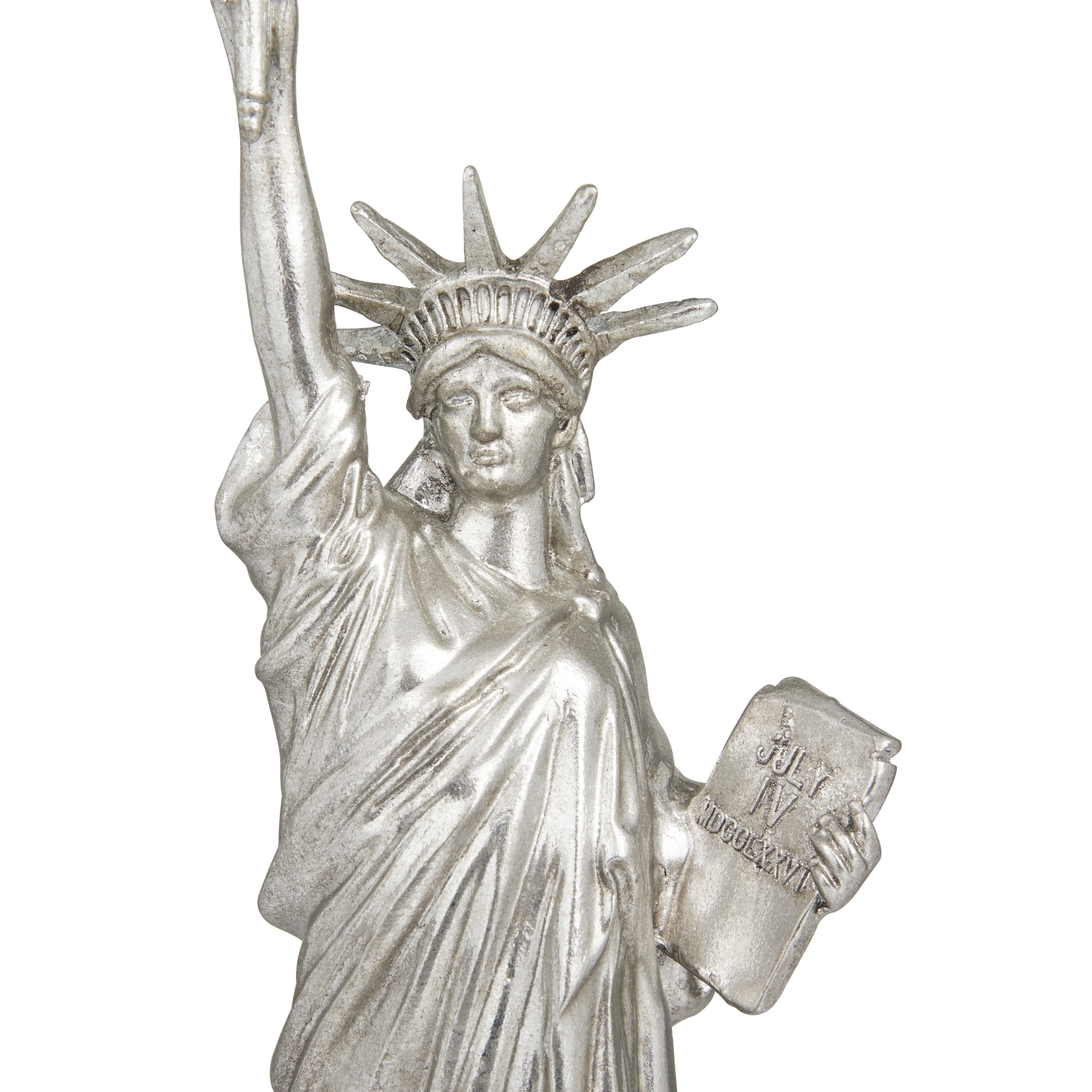 5" x 17" Silver Polystone Statue of Liberty Sculpture, by DecMode