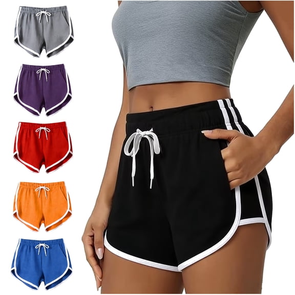 DDAPJ pyju Dolphin Shorts for Women 2026 Summer Running Athletic Shorts Drawstring Elastic Waist Workout Gym Short Pants Dance Yoga Clothes Purple M