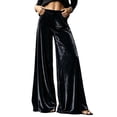 thumbnail image 5 of Mifsaly Women's Velvet Wide Leg Trousers High Waisted Flowy Palazzo Pants Fall Winter Elegant Evening Party Business Casual Outfits with Pockets, 5 of 6
