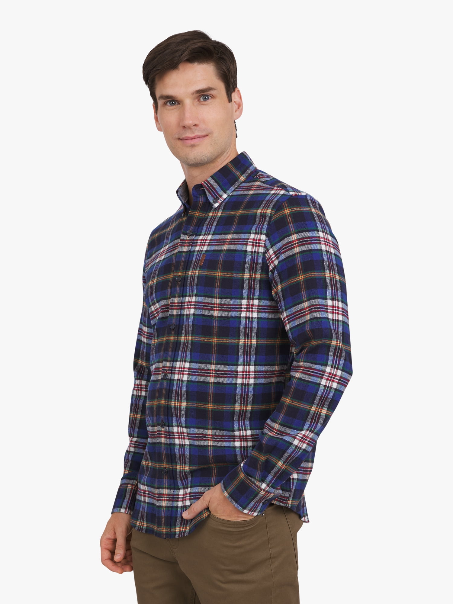 Chaps Men's and Big Men's Comfort Stretch Flannel Shirt, Sizes S-2XL