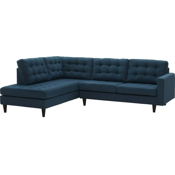 Modern Contemporary Urban Design Living Room Lounge Club Lobby Sectional Sofa, Fabric, Navy Blue