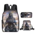thumbnail image 1 of 3 unids/set Godzilla Vs Kong mochila impresa bolso de escuela con bolsa de lápiz bolsa de mensajero, 1 of 1