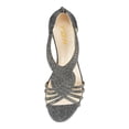 thumbnail image 3 of YDN Women Rhinestone Studded Low Wedge Heeled Sandals Open Toe Back Zippers Strappy Shoes for Casual Holiday Dress Size 5.5 Grey, 3 of 4