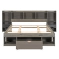 thumbnail image 4 of Euroco Wood Queen Size Platform Bed with Storage Headboard and Drawer, Gray, 4 of 10