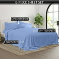 thumbnail image 3 of 7-PC Split King Sheet Set for Adjustable Bed - (Extra Pillowcases) 600-Thread-Count 100% Egyptian Cotton, Soft Breathable - Long Staple 600TC Cotton, 15-Inches Deep Pockets - Light Blue, 3 of 7