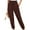 Dark Brown, variant on Chiclily Womens Elastic High Waist Pants Drawstring Work Trousers Joggers Trendy Harem Pants with Pockets, Wheat Size M