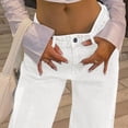 thumbnail image 6 of ClodeEU Women's Low Rise Straight Leg Jeans ,Loose Fit Vintage Streetwear Denim Pants White,Womens Plus XXL, 6 of 8