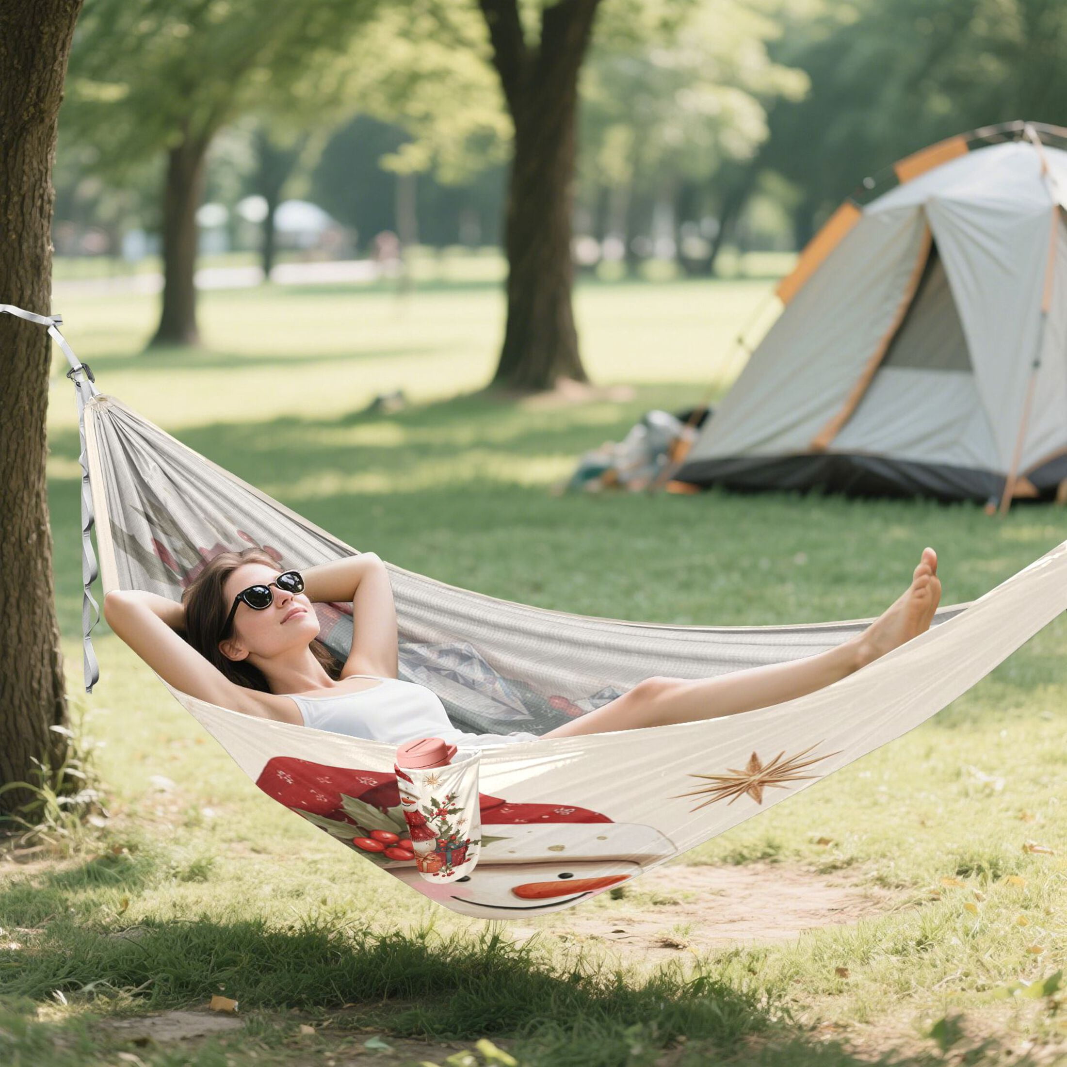 Hammock Camping Hammock Nylon Portable Hammock Travel Camping Hammock Warm Christmas Snowman Beautiful