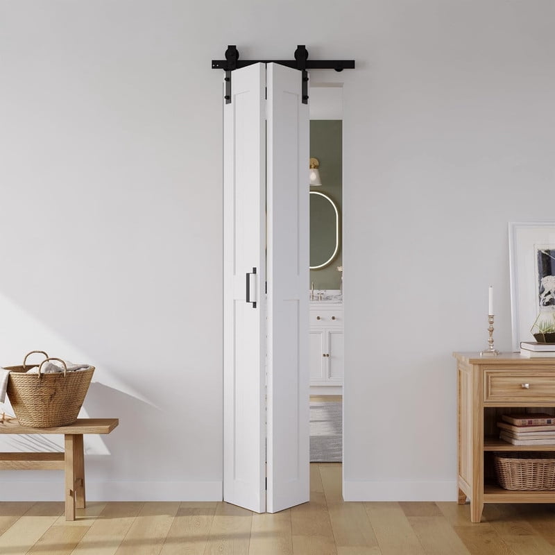 Easy4Home Bifold Barn Door 24"x84" Bi-Fold Sliding Closet Doors with Track and Hardware Kit Space Saving