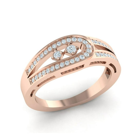 Genuine 1ct Round Cut Diamond Prong Fancy Ladies Bridal Wedding Band Ring Anniversary Solid 18K Gold FG VS2