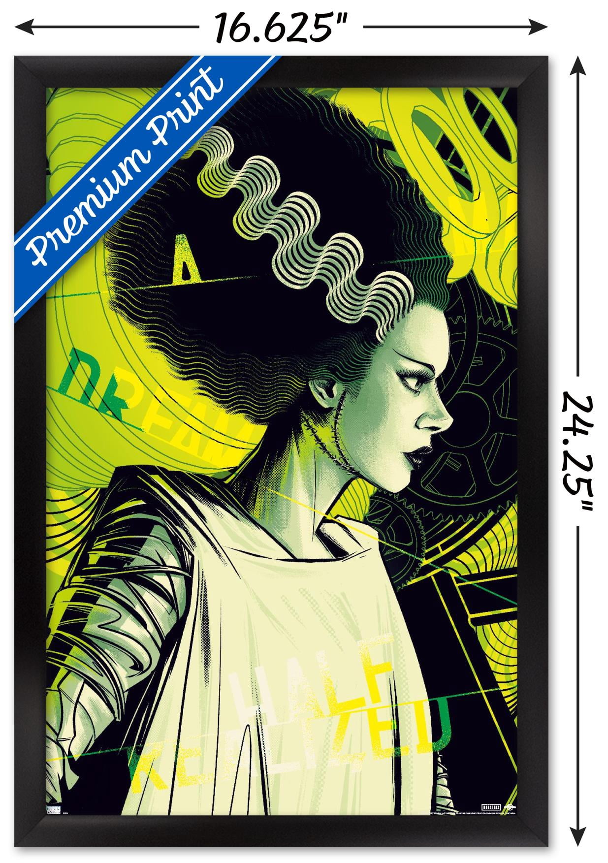The Bride of Frankenstein - Mad Dream by Cesar Moreno Wall Poster, 14.725" x 22.375" Framed