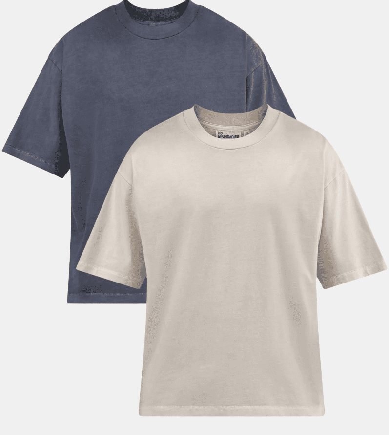 No Boundaries Cotton Oversized Cropped Tee with Short Sleeves, 2