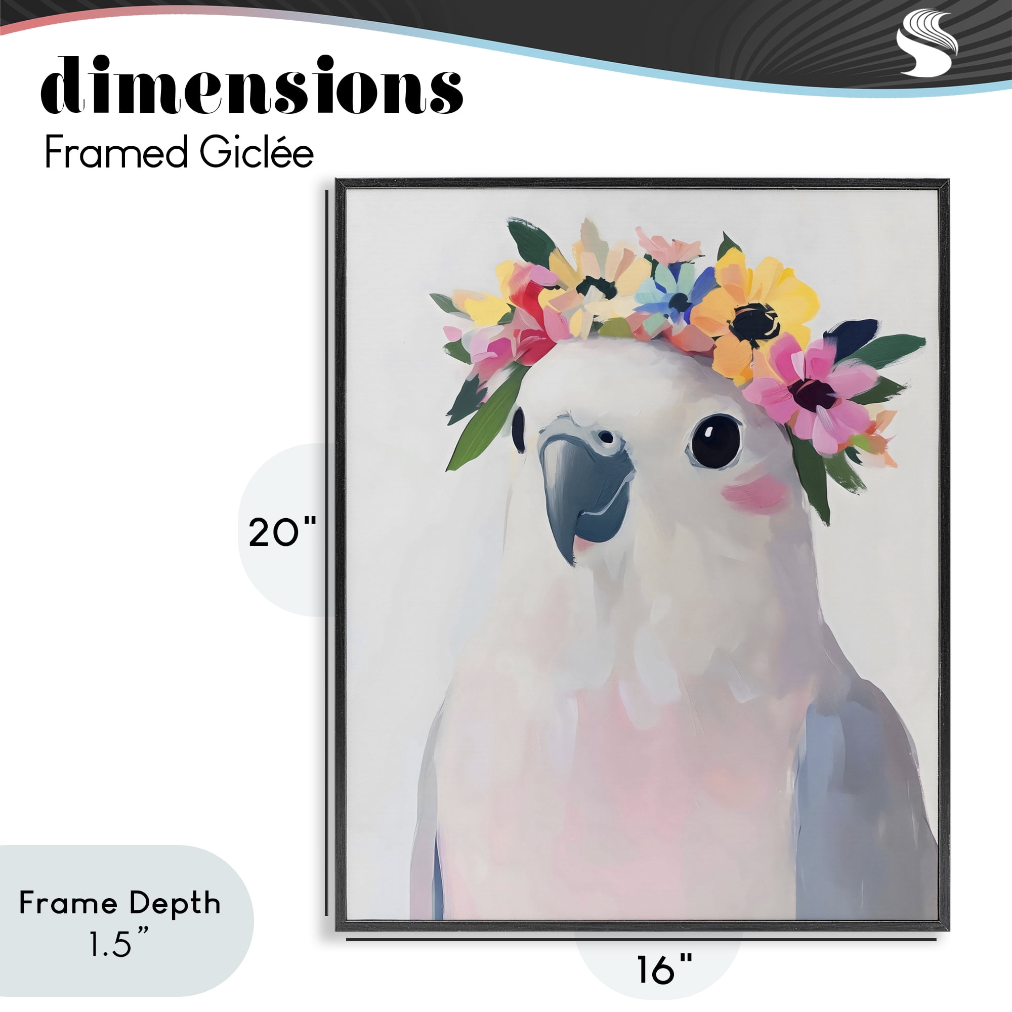 Stupell Industries Flower Crown Dove Black Framed Giclee Art, design by The Prints Vibe