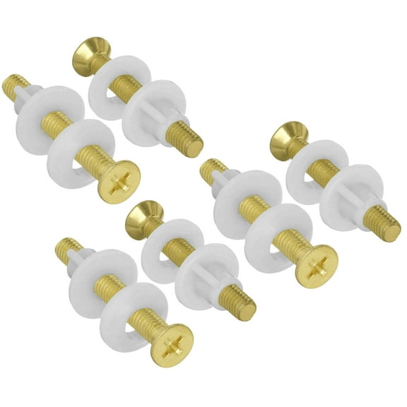 Wideskall 6 Pieces Brass Plated Toilet Seat Hinge Bolts Screw and Nut