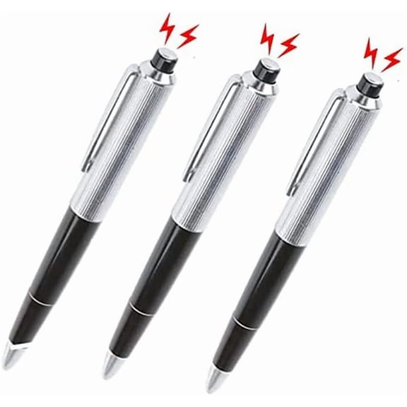 3pcs Shocking Adult Prank Prop Joke to Friends Electric Shock Pen Shape Trick Gag Gadget Funny for Fool's Day Halloween