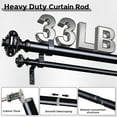 thumbnail image 3 of Black Double Curtain Rods for Windows 72 to 144 Inch, 1 Inch Adjustable Decorative Crystal Long Dual Curtain Rod, Heavy Duty Vintage Double Drapery Pole with Black Foil Finial for Living Room, 3 of 6