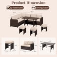 thumbnail image 4 of YODOLLA 7-Piece Patio Funiture Set on Sale, Outdoor Sectional Sofa Couch with Dining Table, Patio Conversation Set in Brown Wicker& Beige Cushions, 4 of 8