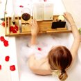 thumbnail image 4 of Bathtub Tray Caddy, Expandable Bath Tray, Bamboo Bath Table with Reading Rack, Slide-in Glass Holder and Phone Holder, 4 of 8