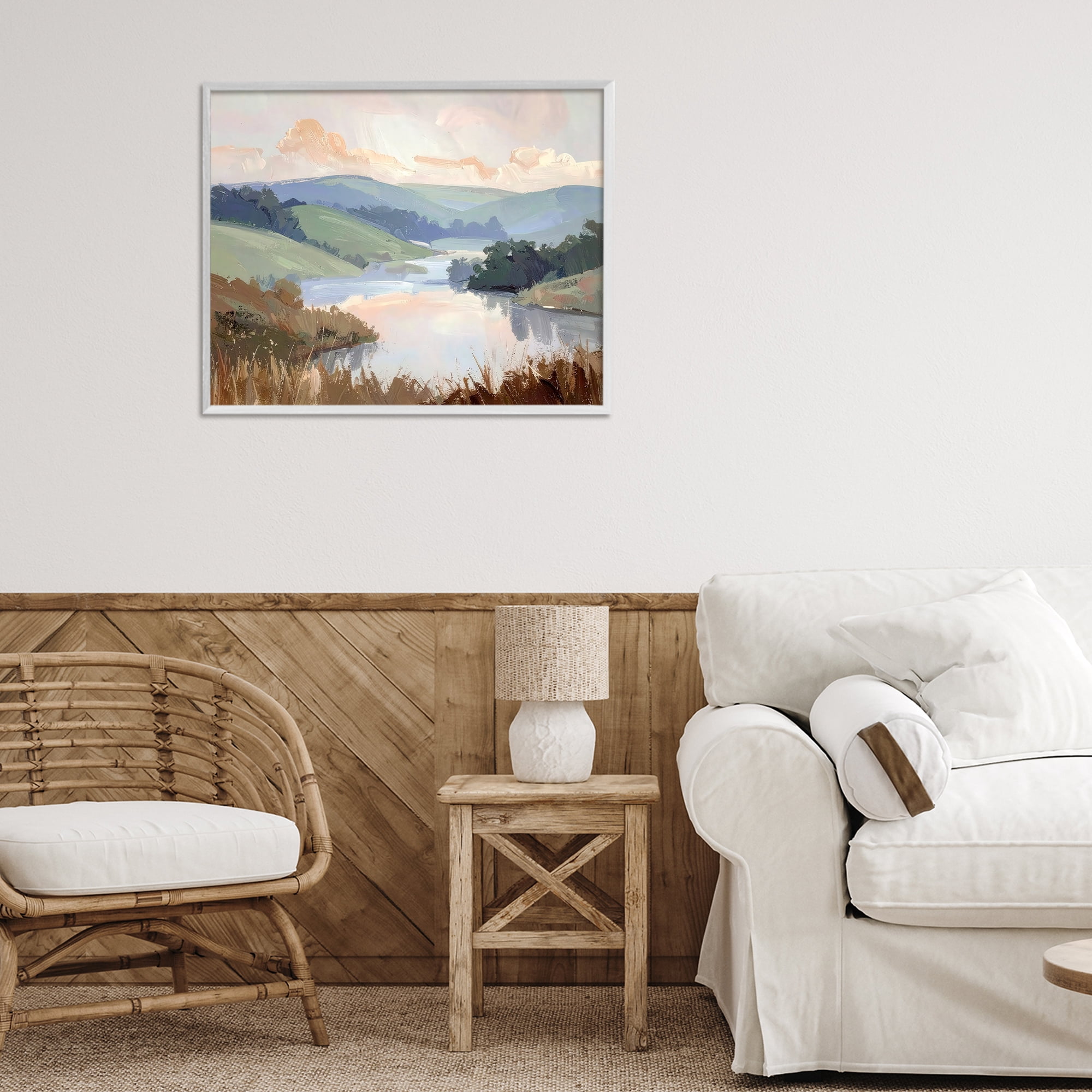 Stupell Industries Muted Distant Mountains White Framed Giclee Art, design by Alonza Saunders