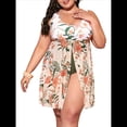 thumbnail image 3 of Traje de Baño Tankini de Verano 2025 para Mujer, Talla Grande, Cuello en U, Estampado, Control de Abdomen, Abertura Lateral Flores Blancas 4XL, 3 of 8