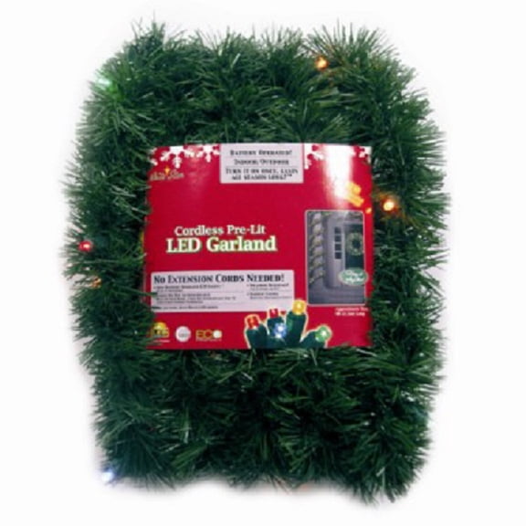 CC Christmas Decor 18' Pre-Lit Pine Artificial Christmas Garland, Multi-Color LED Lights