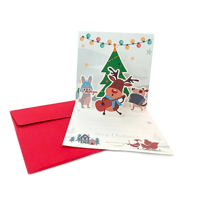 Tarjetas de Feliz Navidad, árbol de Navidad, regalo de invierno, tarjetas Pop-Up, pegatinas de decoración de Navidad, tarjetas de felicitación de Año Nuevo cortadas con láser