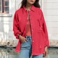 thumbnail image 4 of Baberdicy Distressed Denim Jackets for Women - Fall/Winter Vintage Loose Fit (Oversized, Ragged Hole Design) Red L, 4 of 6