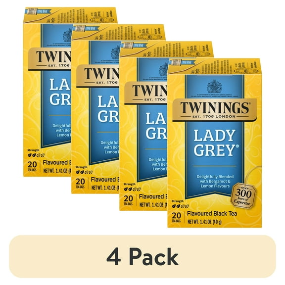 (4 pack) Twinings Lady Grey Citrus Black Tea Bags, 20 Count Box