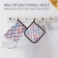 thumbnail image 4 of Yayeee Oven Mitts and Pot Holder Set of 2 Heat Resistant Kitchen Gloves Baking Hot Pad, Pink Art Pattern, 4 of 5