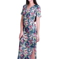 thumbnail image 5 of Moomaya Long Bodycon Maxi Dress For Womens Short&nbsp;Sleeve V neck Printed Jersey T-shirt Dress, 5 of 6