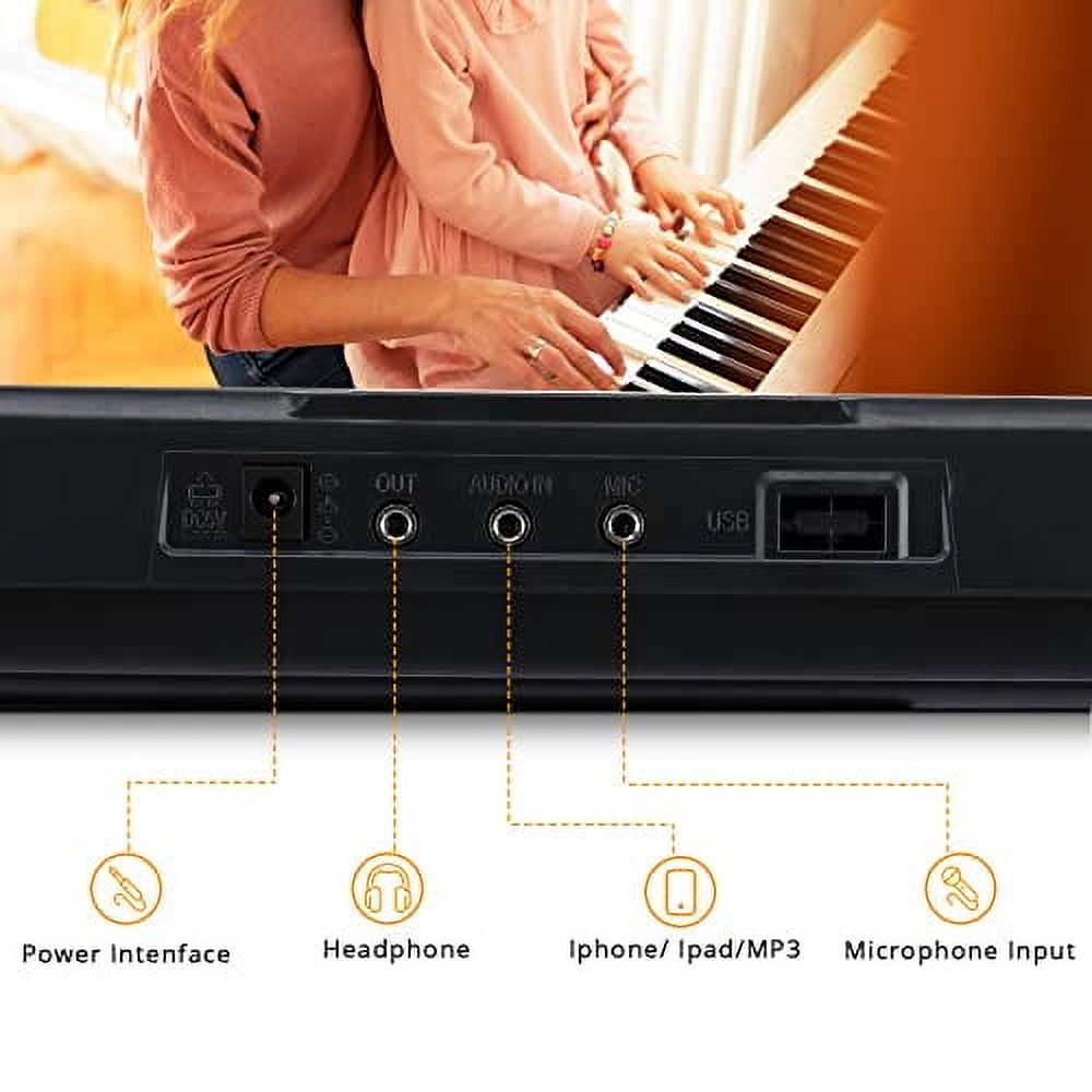 GLARRY 54 Lighted Keys Electric Keyboard Piano for Beginners Portable Music Keyboard Baby with Music Stand, Microphone, Power Supply, Headphone