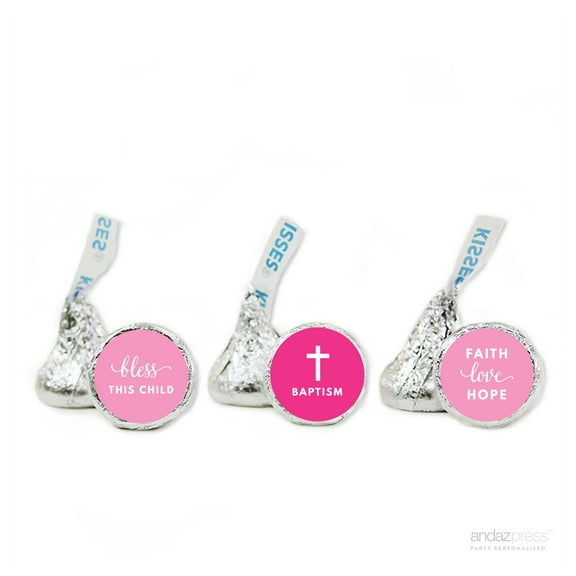 Girl  Christening or Baptism Hershey´s Kisses Stickers, 216-Pack