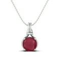 thumbnail image 1 of Collier Pendentif Solitaire pour Femme en Argent Sterling 925 Rempli de Verre Rubis Rond de 6 mm, 1 of 3