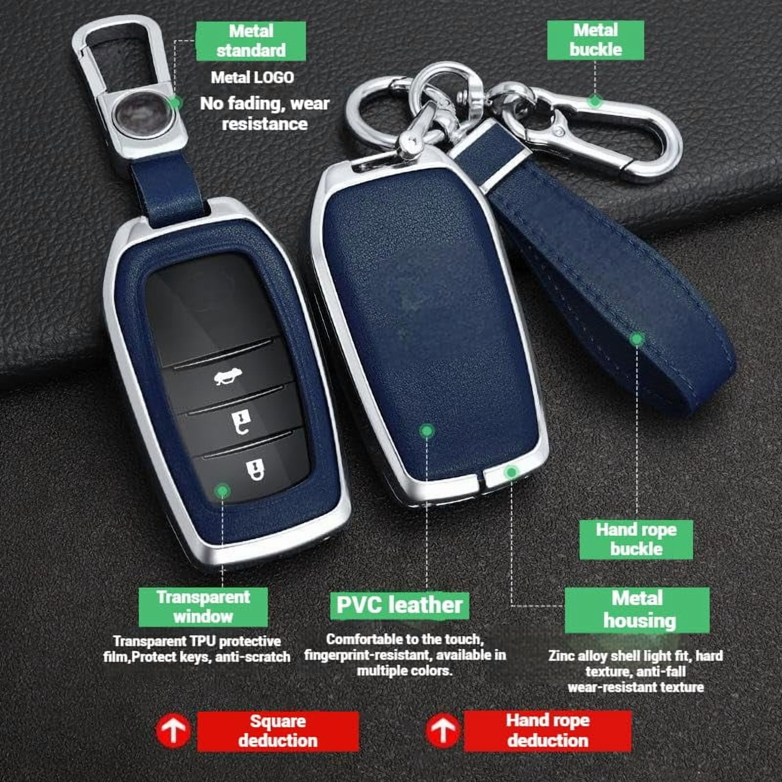 for Toyota Key Fob Cover, Leather+Zinc Alloy Key Fob Case for 2025 Camry, 2021-2025 Venza, Grand Highlander Hilux, Fortuner, 2022-2025 Tundra Tacoma Remote Key