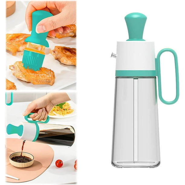 Oil Dispenser Bottle with Silicone Brush 2 in 1, 550ml Measuring Olive