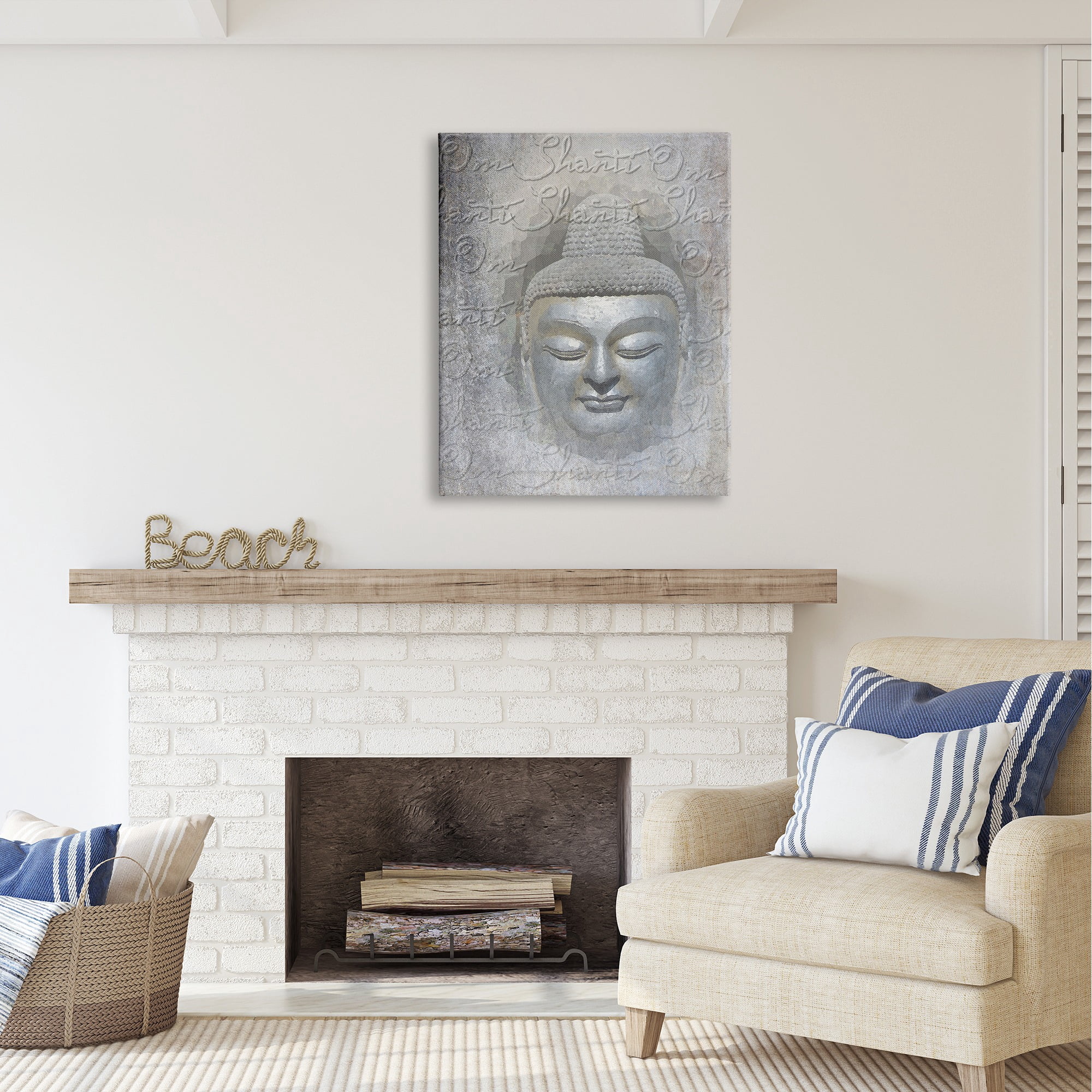 Stupell Industries Spiritual Buddha Face Abstract Painting Gallery Wrapped Canvas Art Print Wall Art, 30 x 40