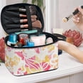 thumbnail image 4 of HELLHERO White Floral and Leaf Pattern Travel Makeup Bags Wide-open Practical Women, 4 of 5