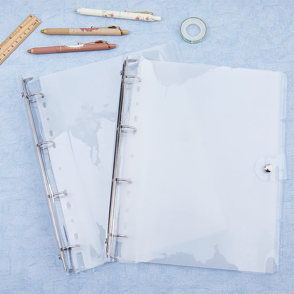 2 pc A4 6-Ring Transparent PP Plastic Binder Covers with Alloy Findings Rectangle Clear 315x265x30.5mm DIY