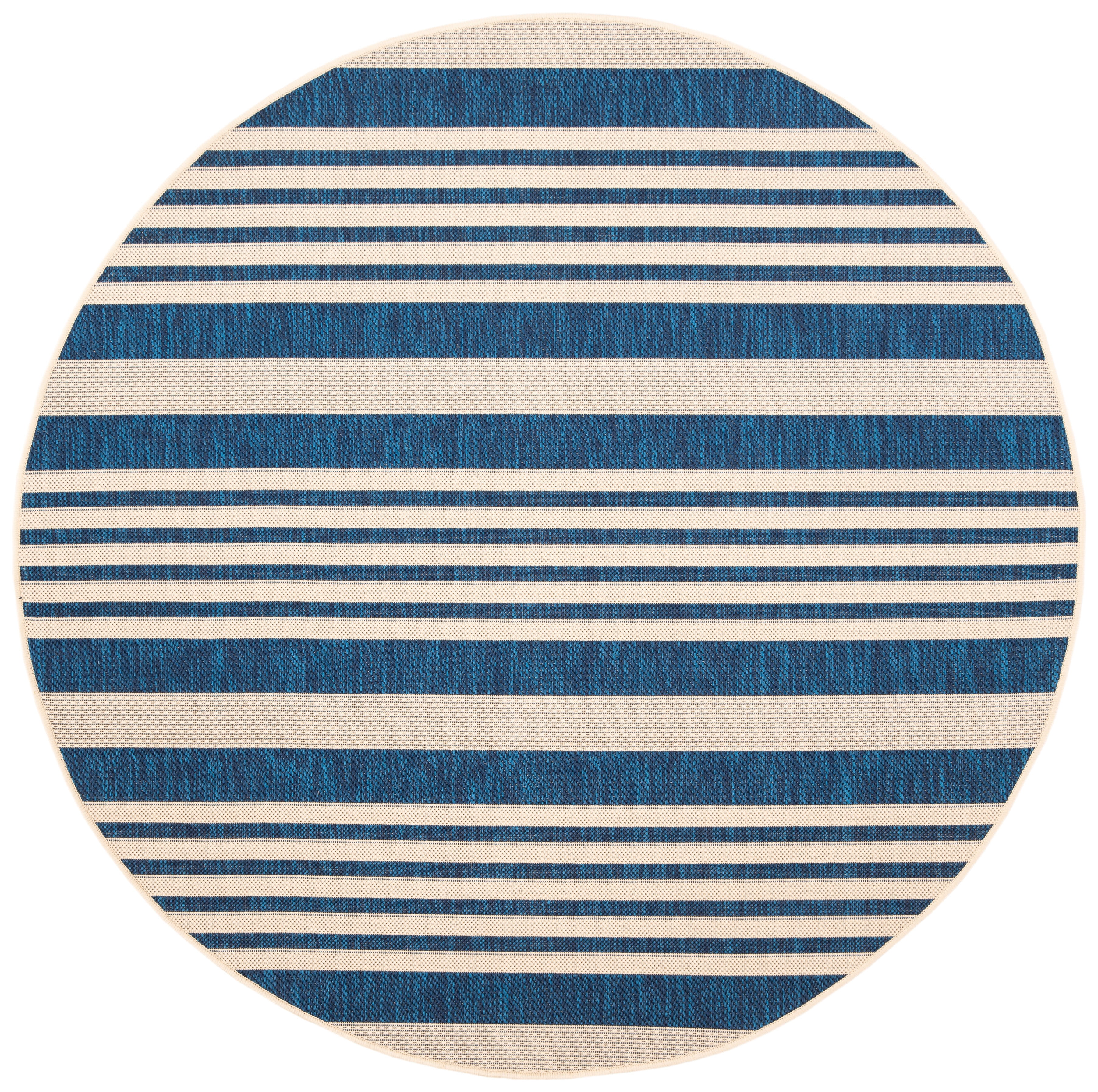 Safavieh Courtyard Caroline Striped Indoor/Outdoor Area Rug, Navy/Beige, 2'7" x 2'7" Round