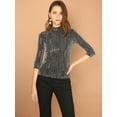 thumbnail image 3 of DARING DIVA Party Glitter Shiny Striped Metallic Top 3XL Silver Black, 3 of 6