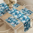 thumbnail image 2 of Ambesonne Plumeria Table Runner & Placemats, Aquatic Leaves and Blooms, Placemat 4 pcs + Runner 16"x90", Dark Teal Sky Blue Pink, 2 of 2