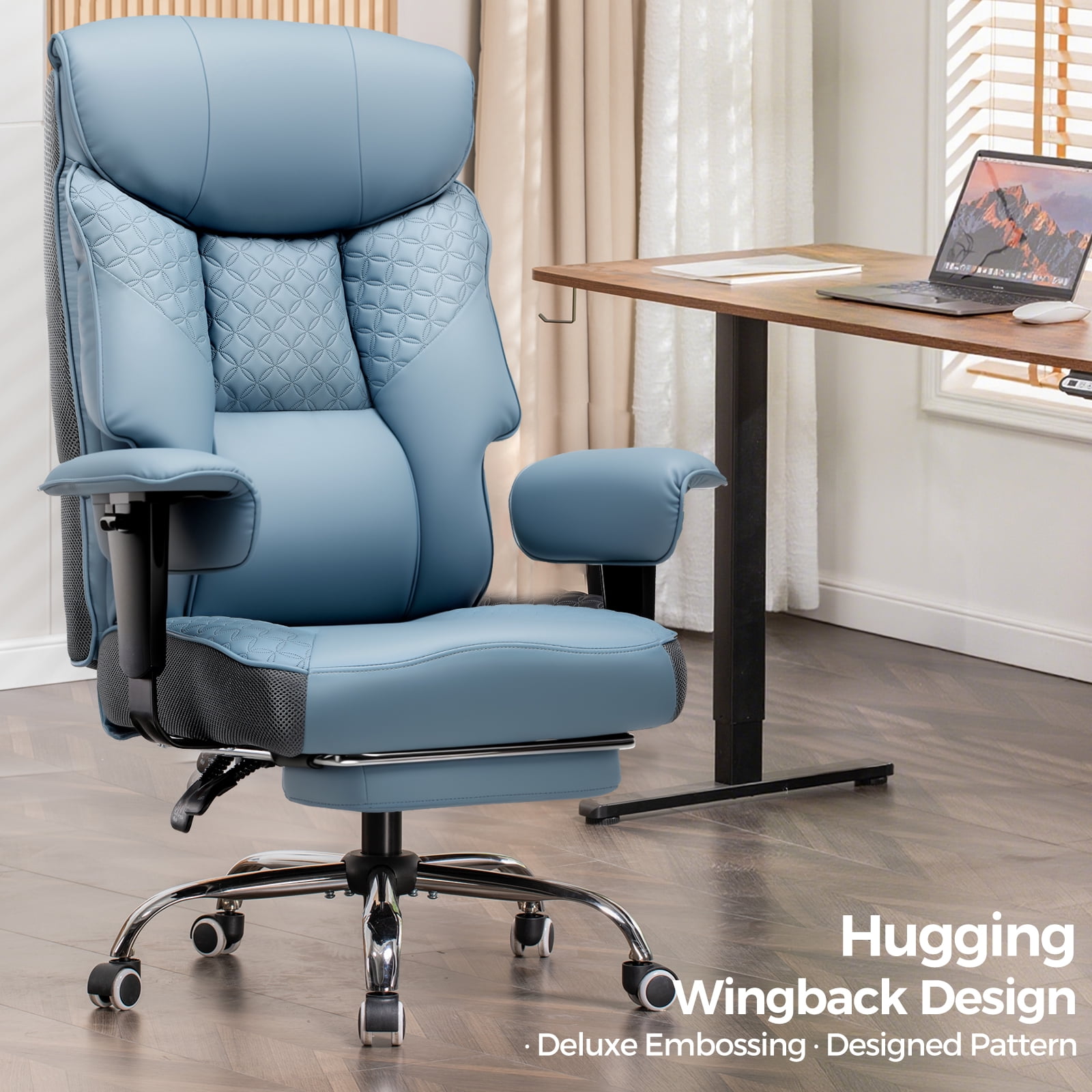 CloudRest Pro 400lbs Executive heavy duty office chair, High Back Ergonomic Computer Desk Chairwith Lumbar Back Support, LakeBlue