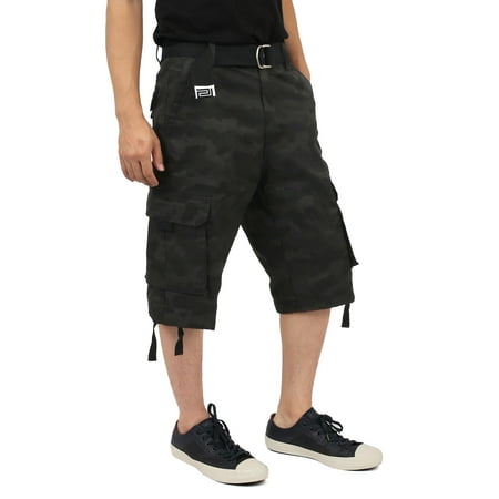 Ma Croix Pro Club Mens Cotton Twill Cargo Short Pants with Belt 30